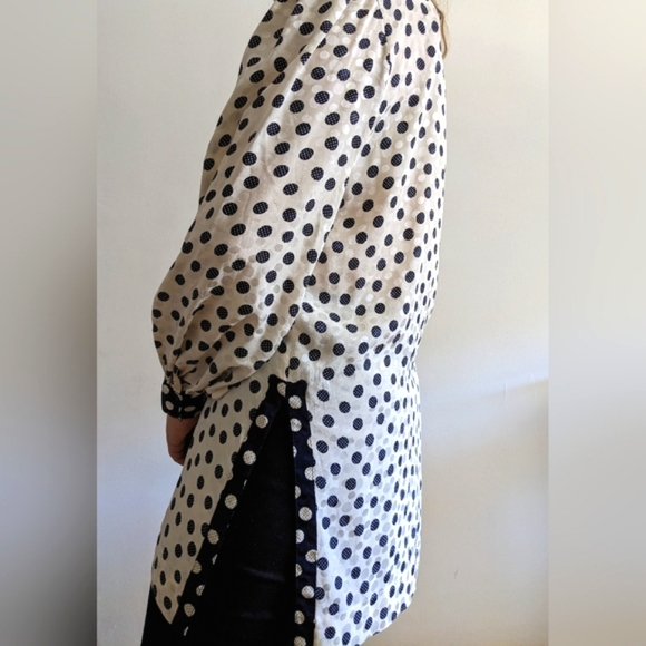 Stunning Vintage Silk Kaftan w Abstract Polkadots - Picture 6 of 8